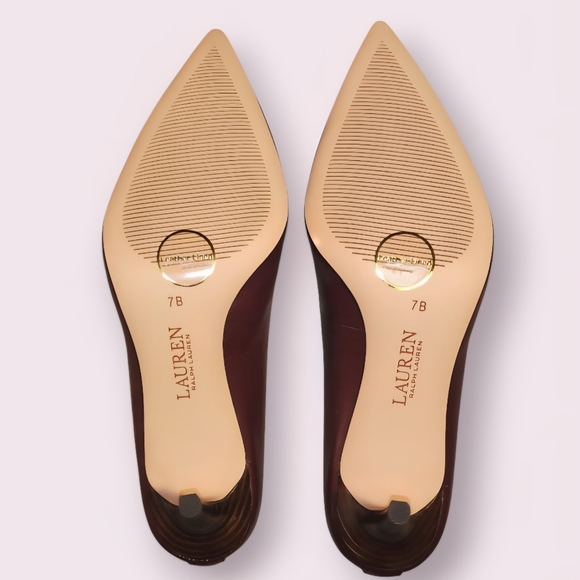 Women's Lauren Ralph Lauren Lanette Red Soft Nappa Pointed Toe Mid Heel Shoes 7B - Picture 8 of 16